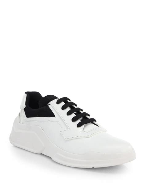 prada mens white sneakers